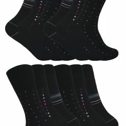 Mens Loose Fitting Top Bamboo Socks | 12 Pair Multipack | Sock Snob | Diabetic Friendly Socks with Soft Top - Black