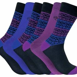 Sock Snob 6 Pairs Men's Fairisle Bamboo Dress Socks - Blue