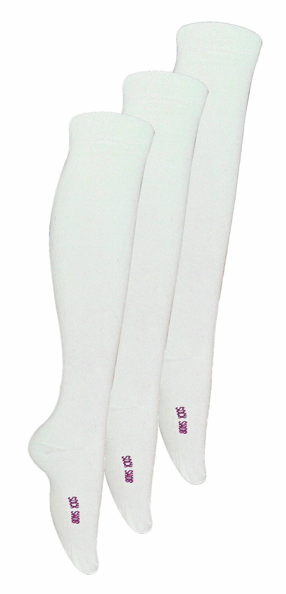 3 Pair Multipack Girls Knee High Bamboo Socks | Sock Snob | Plain Long School Socks for Kids - White
