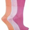 Sock Snob 3 Pairs Ladies Anti Odour Loose Wide Top Non Elastic Bamboo Socks - Pink