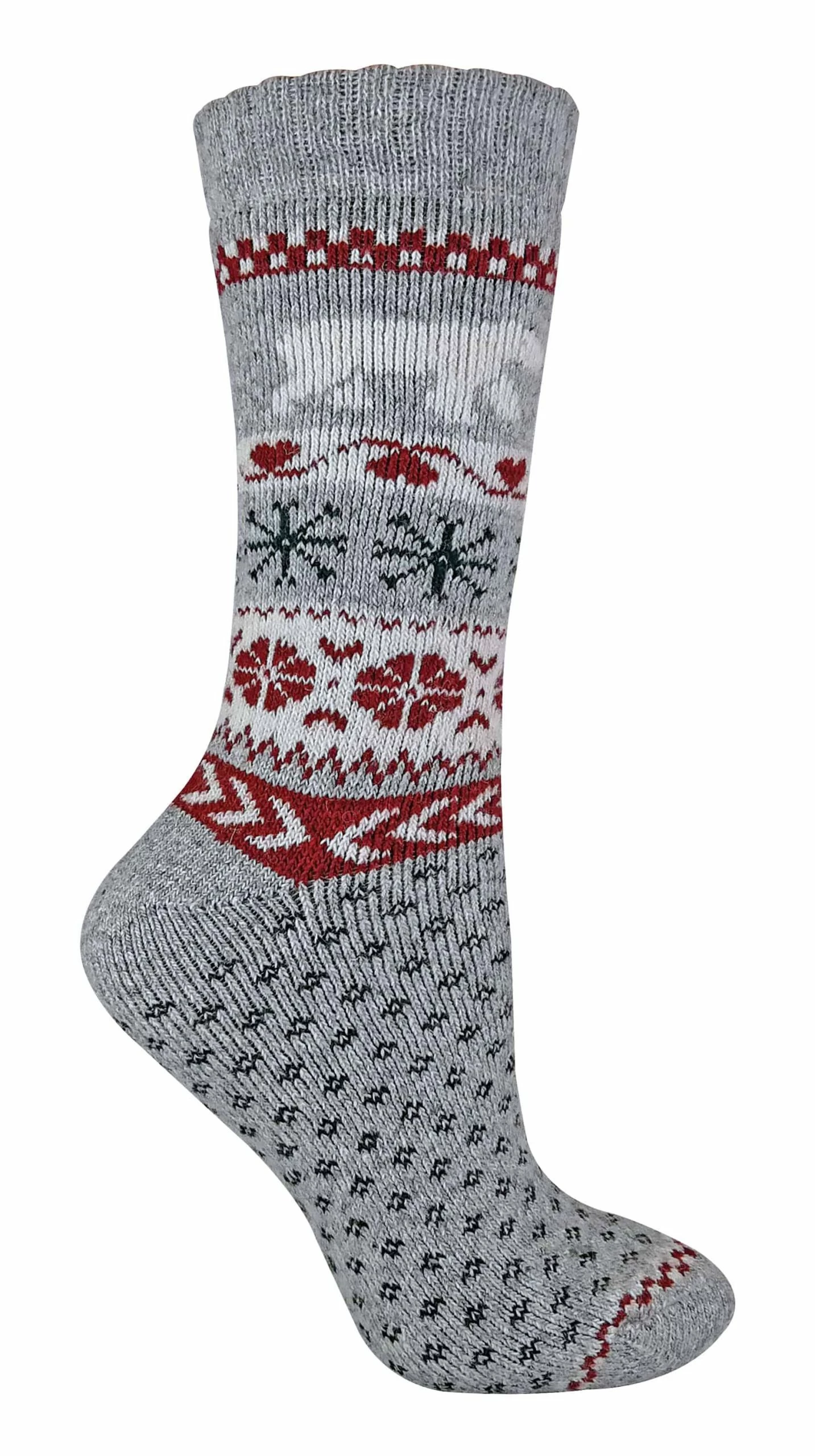 SOCK SNOB - Women's Wool Knitting Pattern Novelty Christmas Socks - Grey