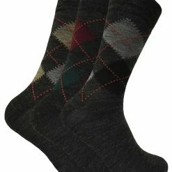 Sock Snob - Men's 3 Pack Lambs Wool Blend Patterned Soft Top Socks - Grey