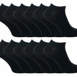 Sock Snob - 12 Pair Multipack Kids Quarter Trainer Socks - Black