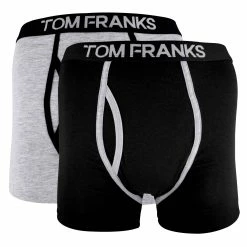 Sock Snob Men's 2 Pack of Cotton Rich Keyhole Hipster Trunks Boxers in Gift Box - Black