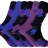 Sock Snob 6 Pairs Men's Jigsaw Bamboo Dress Socks - Blue
