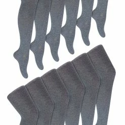 12 Pair Multipack Girls School Uniform Tights | Sock Snob | Soft & Comfy Plain Opaque Pantyhose Tights for Kids - Grey
