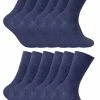 12 Pairs Mens Thermal Diabetic Socks | Sock Snob | Non Elastic Extra Wide Diabetic Socks for Poor Circulation - Navy