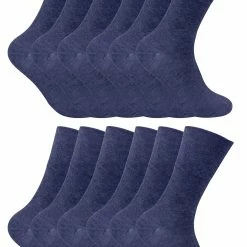 12 Pairs Mens Thermal Diabetic Socks | Sock Snob | Non Elastic Extra Wide Diabetic Socks for Poor Circulation - Navy