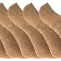 Sock Snob 6 Pack Ladies Bamboo Liner Ankle Socks with Grip - Beige