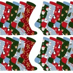 Kids Christmas Socks | Sock Snob | Novelty Fun Pattern Xmas Gift Socks for Boys & Girls - 24 Pack - Multicolour
