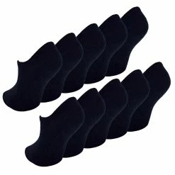 10 Pair Multipack Kids Invisible Socks | Sock Snob | Breathable White No Show Socks for Girls & Boys - Black