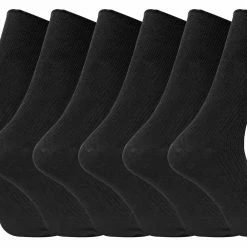 Sock Snob 6 Pairs Men's Breathable Cotton Non Elastic Loose Wide Top Dress Socks - Black
