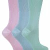 Sock Snob 3 Pairs Ladies Anti Odour Loose Wide Top Non Elastic Bamboo Socks - Lilac