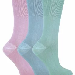 Sock Snob 3 Pairs Ladies Anti Odour Loose Wide Top Non Elastic Bamboo Socks - Lilac