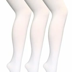 3 Pair Multipack Womens Coloured Opaque 80 Denier Tights | Sock Snob | Plain Block Colour Tights - White