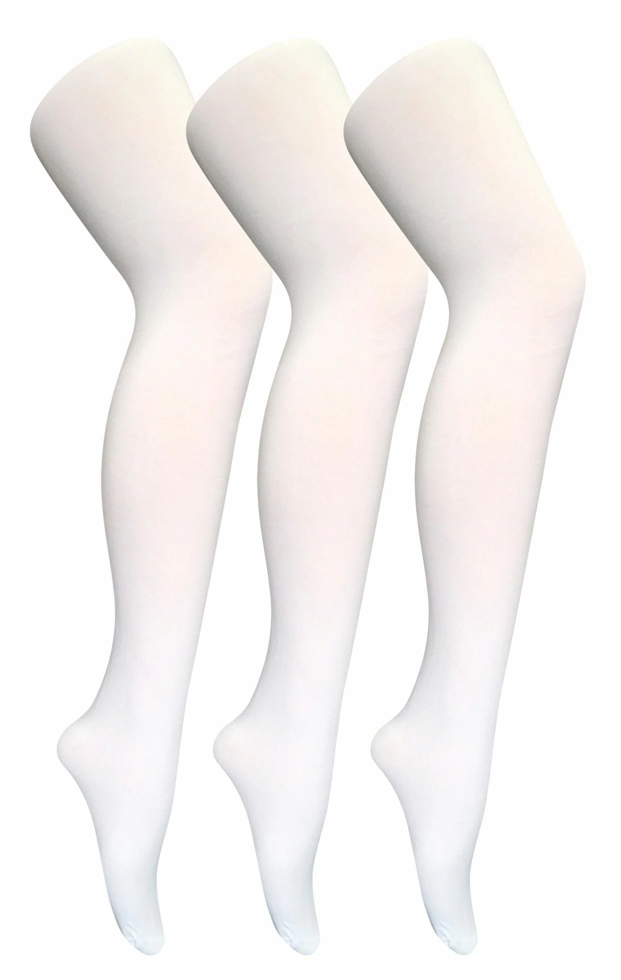 3 Pair Multipack Womens Coloured Opaque 80 Denier Tights | Sock Snob | Plain Block Colour Tights - White