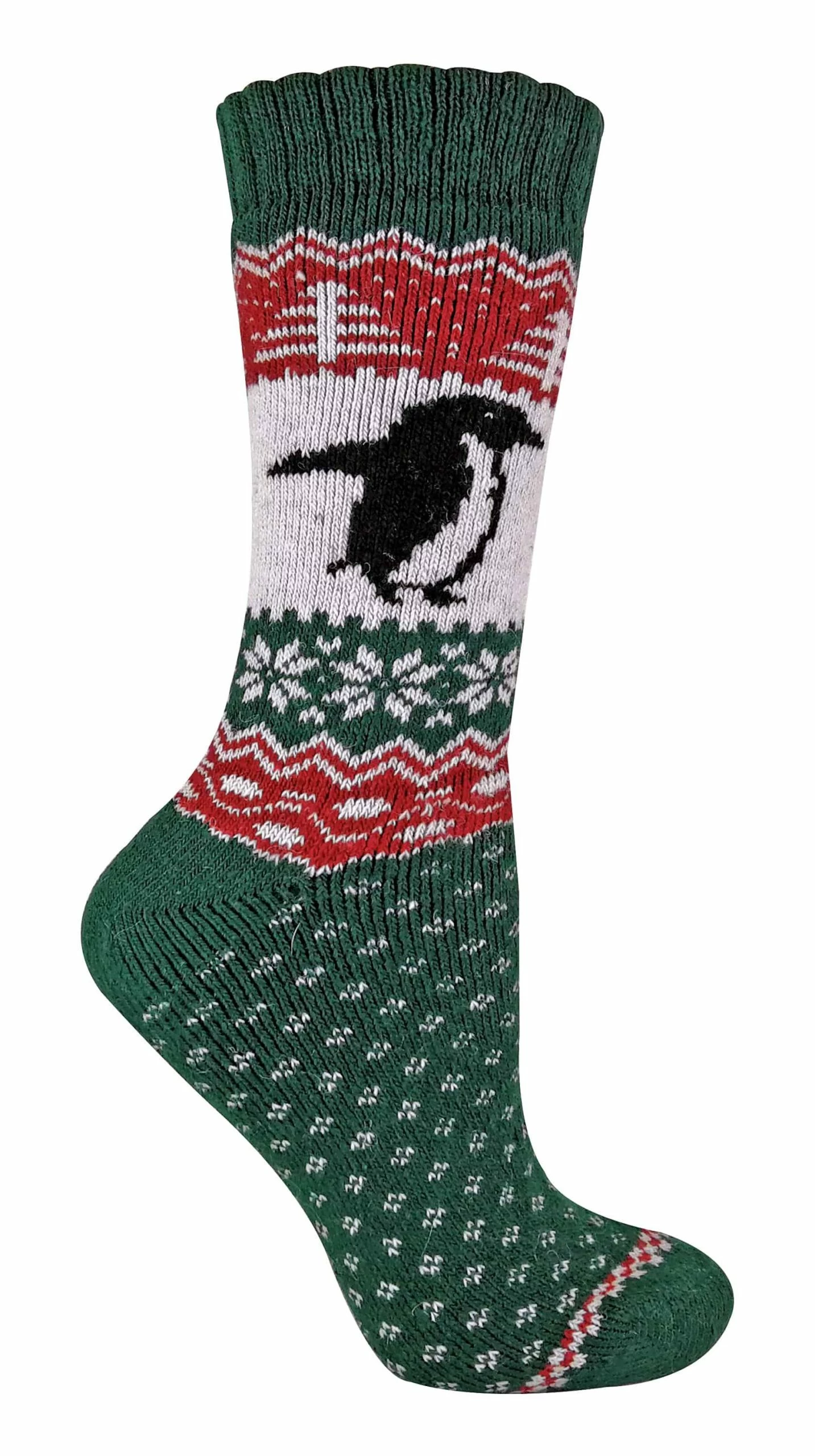 SOCK SNOB - Women's Wool Knitting Pattern Novelty Christmas Socks - Green