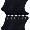 Sock Snob - 12 Pairs Mens Cotton Sport Socks in White & Black - Black