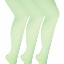 3 Pair Multipack Ladies 40 Denier Pastel Tights | Sock Snob | Comfortable Soft Bright Coloured Tights for Women - Pale Green