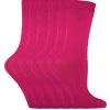 Sock Snob - 6 Pairs Ladies Plain Coloured Cotton Socks - Fuchsia