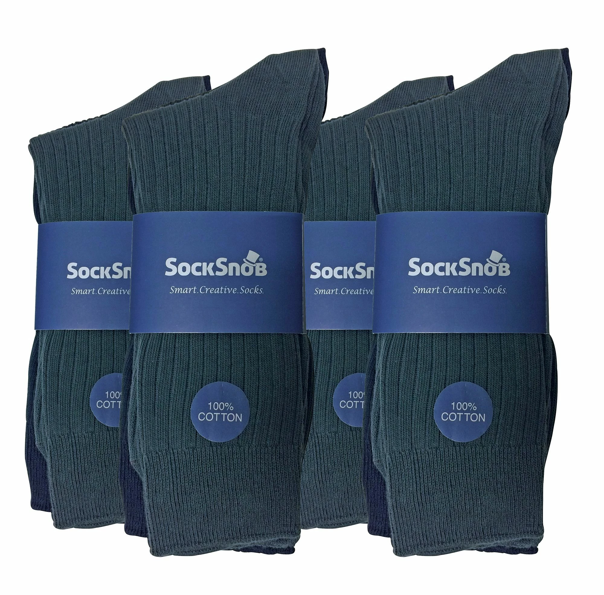12 Pair Multipack Mens 100% Cotton Socks | Sock Snob | Ribbed Dress Socks - BNG - Multicolour - Image 2