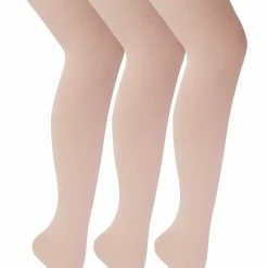 3 Pack Ladies 70 Denier Ballet Tights | Sock Snob | Pink & White Footed Dance Tights for Women - Pink