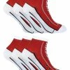 6 Pair Multipack Socks That Look Like Shoes | Sock Snob | Novelty Funny Lace Up Converse Socks - Red