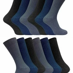 12 Pair Multipack Mens 100% Cotton Socks | Sock Snob | Ribbed Dress Socks - BNG - Multicolour