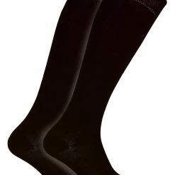 Sock Snob - 2 Pack Ladies Breathable Patterned Knee High Bamboo Socks - Black