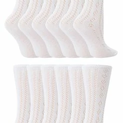 Sock Snob 12 Pack Girls Cotton Rich Knee High White Uniform Socks - White
