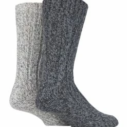 Sock Snob 2 Pairs Men's Ladies Thick Heavy Winter Warm Wool Hiking Boot Socks - Dark Grey