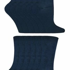 12 Pair Multipack Kids Cotton Colourful Casual Socks | Sock Snob | Plain Dress Socks for Boys & Girls - Navy