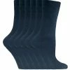 Sock Snob - 6 Pairs Ladies Plain Coloured Cotton Socks - Navy